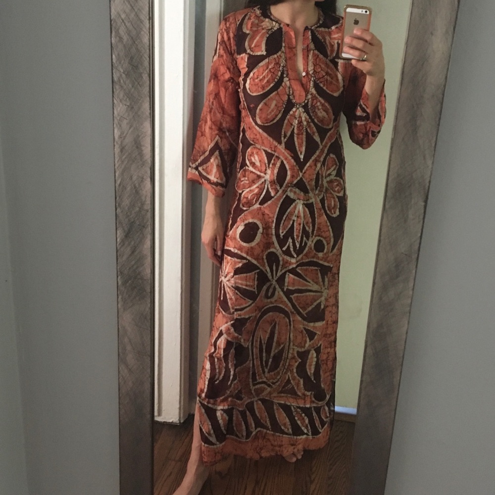 Vintage Indian batik silk dress size 2-4